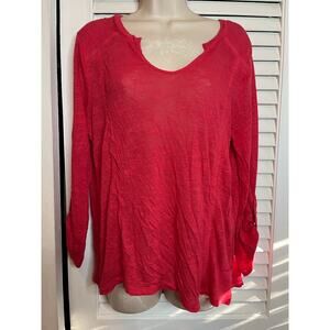 Cable & Gauge linen blend tunic M‎ convertible sleeves coral fall work casual